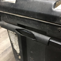 Rolling Plastic Tack Trunk *fair, cracked, dirty, tape, BROKEN/MISSING: wheel & clasp
