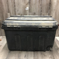 Rolling Plastic Tack Trunk *fair, cracked, dirty, tape, BROKEN/MISSING: wheel & clasp