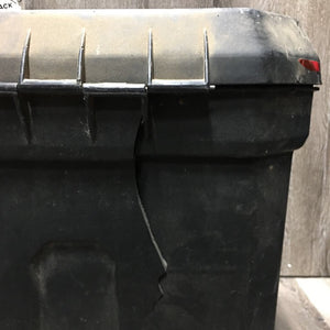 Rolling Plastic Tack Trunk *fair, cracked, dirty, tape, BROKEN/MISSING: wheel & clasp