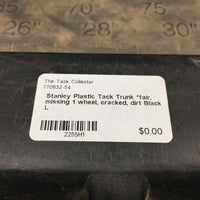 Rolling Plastic Tack Trunk *fair, cracked, dirty, tape, BROKEN/MISSING: wheel & clasp