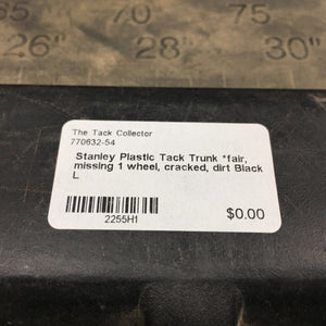 Rolling Plastic Tack Trunk *fair, cracked, dirty, tape, BROKEN/MISSING: wheel & clasp