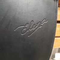 17/17.5" Adj *set MW *5.25" Erreplus Elena Dressage Saddle, Black LeMieux Cover, Wool Flocking, Xlg Exterior Front Blocks, Flaps: 19.5"L x 11"W Serial #: 170246672BLAI
