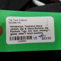 Technical Show Jacket, Zip & Glass Buttons, Zip Pockets *vgc, mnr dust, missing 1 glass, older? seam puckers