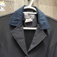 Technical Show Jacket, Zipper, Buttons, Suede Collar *gc, puckers, frayed button holes, missing button, older
