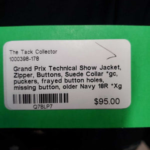 Technical Show Jacket, Zipper, Buttons, Suede Collar *gc, puckers, frayed button holes, missing button, older