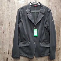 Technical Jacket, Zipper, Bling Buttons *fair, zipper: stuck & broken tab, puckers, peeled logo