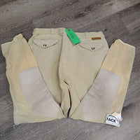 MENS Breeches *fair, repairs, stretched, puckers, older, faded, dingy, stains
