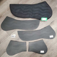 Cotton Quilt Shimmable Half Pad, 2x Shims: Full & Fronts *vgc/xc, clean, mnr dusty, hair & seam residue, faded?
