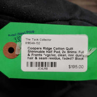 Cotton Quilt Shimmable Half Pad, 2x Shims: Full & Fronts *vgc/xc, clean, mnr dusty, hair & seam residue, faded?