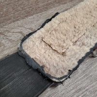 Nylon Web Girth, 2x els, detach fleece, D Ring, velcro liner *gc/fair, clean, clumpy, hairy, v.rubbed, thin/holey edges, stretched & popped elastic
