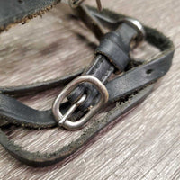 JUNIORS? Pr Nubby POW Spurs, soft Narrow leather straps *gc, clean, rubs, scratches, widened, mnr stains, trimmed
