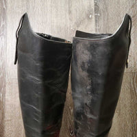 Field Boots, Zips *gc/fair, older, v.rubbed, scrapes, scuffs, unstitched, stretched, thin heels