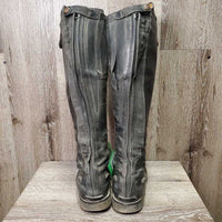 Field Boots, Zips *gc/fair, older, v.rubbed, scrapes, scuffs, unstitched, stretched, thin heels