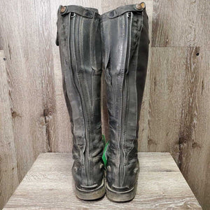 Field Boots, Zips *gc/fair, older, v.rubbed, scrapes, scuffs, unstitched, stretched, thin heels
