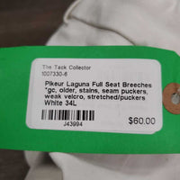 Full Seat Breeches *gc, older, stains, seam puckers, weak velcro, stretched/puckers

