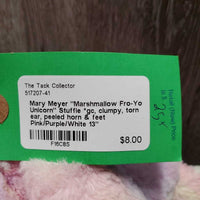 "Marshmallow Fro-Yo Unicorn" Stuffie *gc, clumpy, torn ear, peeled horn & feet
