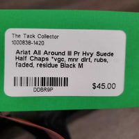 Pr Hvy Suede Half Chaps *vgc, mnr dirt, rubs, faded, residue
