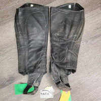 Pr Leather Half Chaps *gc, dirt, rubs, film, scrapes, faded