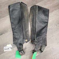 Pr Leather Half Chaps *gc, dirt, rubs, film, scrapes, faded