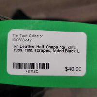 Pr Leather Half Chaps *gc, dirt, rubs, film, scrapes, faded
