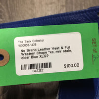 Leather Vest & Full Western Chaps *xc, mnr stain, older
