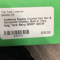 Crystal Hair Net & Scrunchie Combo, Built In Clips, bag *new