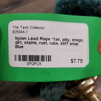 Nylon Lead Rope *fair, pilly, snags, dirt, stains, rust, rubs, stiff snap
