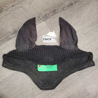 "Deluxe Crystal" Crochet Fly Veil Ear Bonnet, bling, piping *gc, dirty, hairy, faded, curled edges, stains
