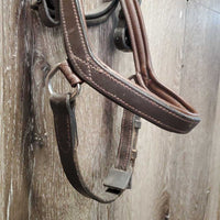 Padded Bridle, 2 leather bit straps *gc, NO Reins, NO Bit Clips, dirty, residue, edge scrapes
