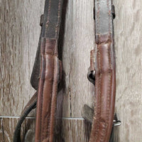Padded Bridle, 2 leather bit straps *gc, NO Reins, NO Bit Clips, dirty, residue, edge scrapes
