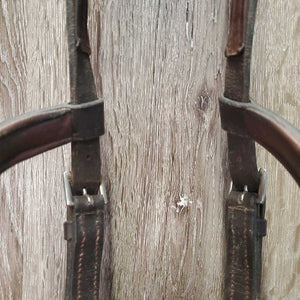 Padded Bridle, 2 leather bit straps *gc, NO Reins, NO Bit Clips, dirty, residue, edge scrapes
