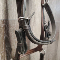 Padded Bridle, 2 leather bit straps *gc, NO Reins, NO Bit Clips, dirty, residue, edge scrapes
