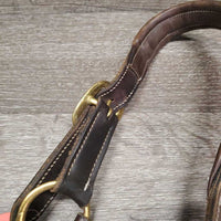Soft Padded Leather Halter, adj, snap *vgc/gc, clean & dirty/film, faded, curled end, mnr rubs, stains & scrapes