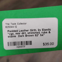 Padded Leather Girth, 2x Elastic *vgc, mnr dirt, stretched, rubs & stains
