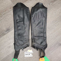 Pr Synthetic Half Chaps *gc/fair, rubs, dirty, peeled/holey spot, linty/hairy inisde
