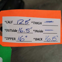 Pr Synthetic Half Chaps *gc/fair, rubs, dirty, peeled/holey spot, linty/hairy inisde
