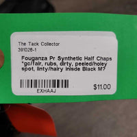 Pr Synthetic Half Chaps *gc/fair, rubs, dirty, peeled/holey spot, linty/hairy inisde
