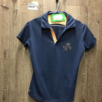 JUNIORS V Neck SS Polo Shirt, mesh back *vgc, pilly
