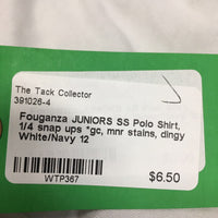 JUNIORS SS Polo Shirt, 1/4 snap ups *gc, mnr stains, dingy
