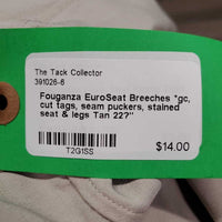 EuroSeat Breeches *gc, cut tags, seam puckers, stained seat & legs
