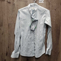 LS Show Shirt, Button -Floral Collar *gc, snags, older, loose threads