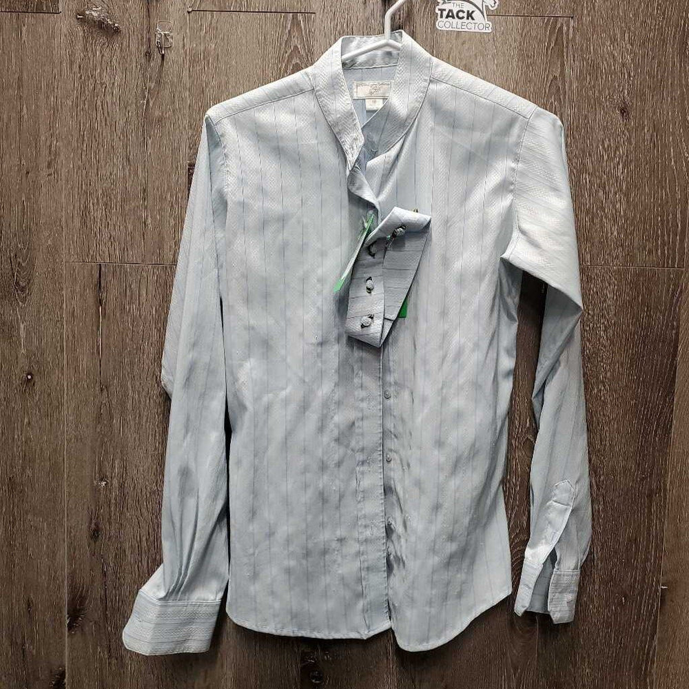 LS Show Shirt, Button -Floral Collar *gc, snags, older, loose threads