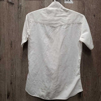 SS Show Shirt, 2 Button Collars *fair, older, dingy, snags, v.puckered