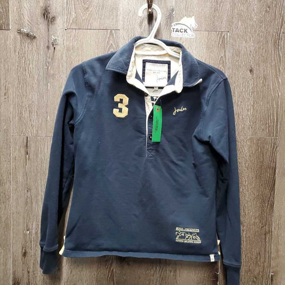 LS Polo Shirt, 1/4 Button up *gc, faded, mnr hair, curled collars