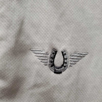 JUNIORS SS Show Shirt, 1/4 Snap Up, snap collar *gc, puckers, snags, rubs, threads