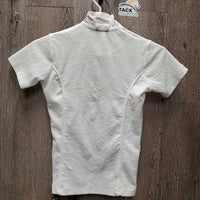 JUNIORS SS Show Shirt, 1/4 Snap Up, snap collar *gc, puckers, snags, rubs, threads