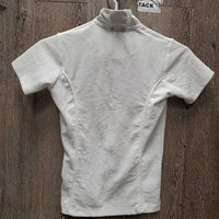 JUNIORS SS Show Shirt, 1/4 Snap Up, snap collar *gc, puckers, snags, rubs, threads
