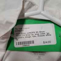 JUNIORS SS Show Shirt, 1/4 Snap Up, snap collar *gc, puckers, snags, rubs, threads