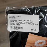Ultra Stretchy Pearl Scrunchie, Fine Hair Net, Bobby Pins, bag *new