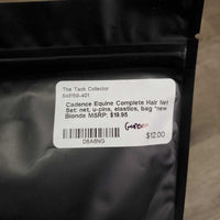 Complete Hair Net Set: net, u-pins, elastics, bag *new